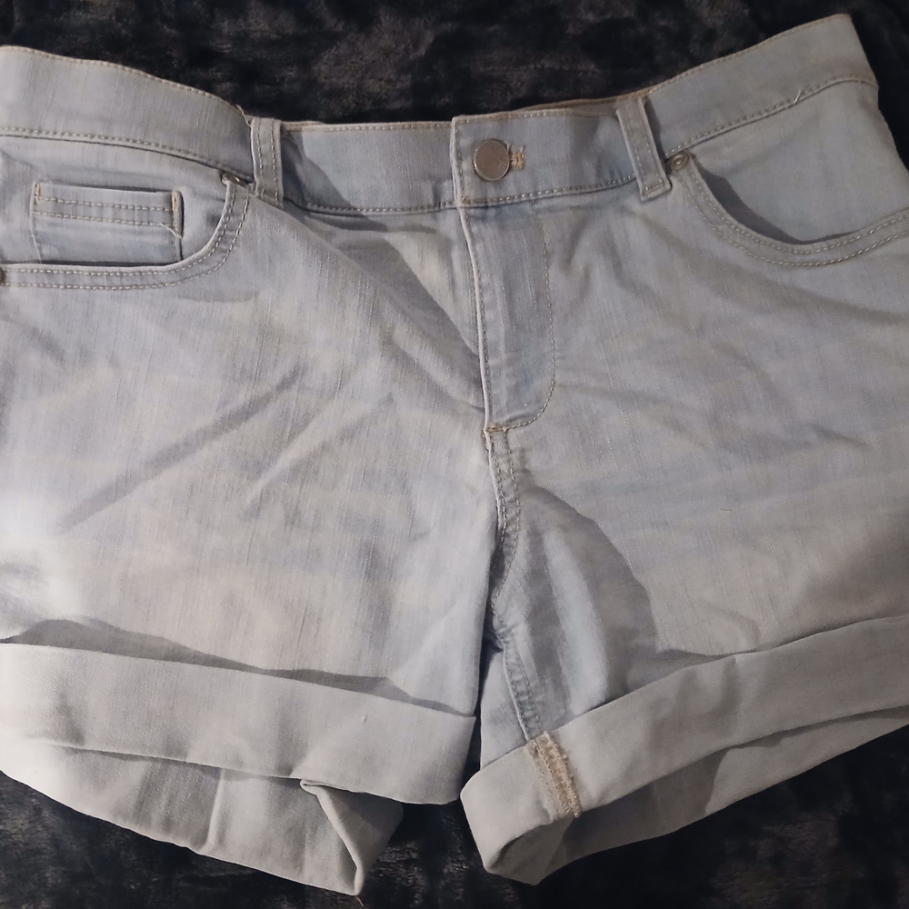 New York & Company Blue Jean Shorts Cuffed Hem